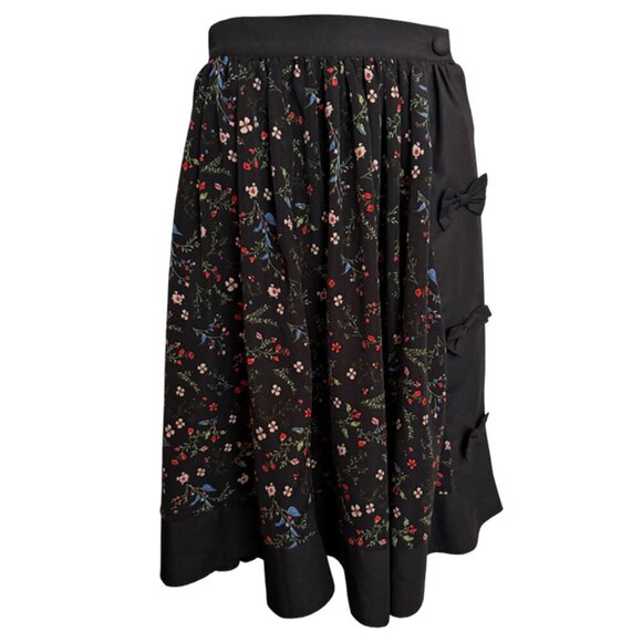 Unique Vintage Black Floral Print Midi Skirt Size M - Picture 4 of 11